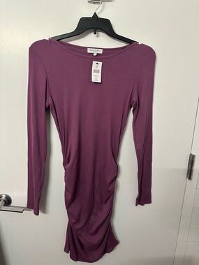 $45! Michael Stars Women’s Purple Long Sleeve Ruched Dress Size M. FREE SHIPPING